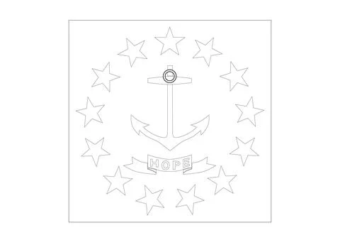Coloring A3 Vector Flag of Rhode Island, USA, Isolated on White Background Stock-Illustration