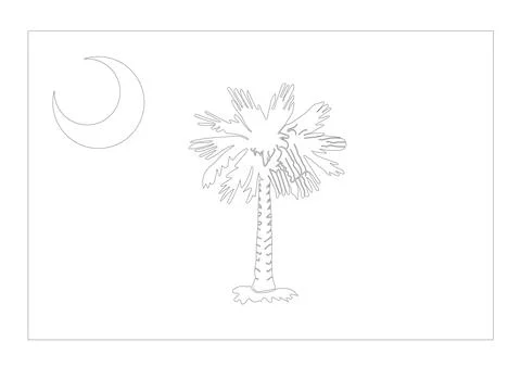 Coloring A3 Vector Flag of South Carolina, USA, Isolated on White Background Stock Illustration