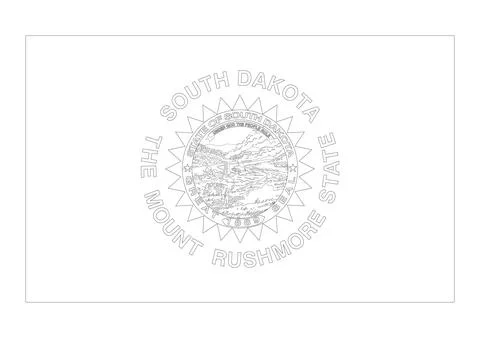 Coloring A3 Vector Flag of South Dakota, USA, Isolated on White Background Stock Illustration