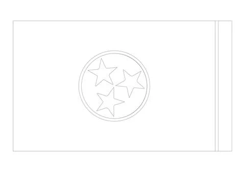 Coloring A3 Vector Flag of Tennessee, USA, Isolated on White Background Stock Illustration