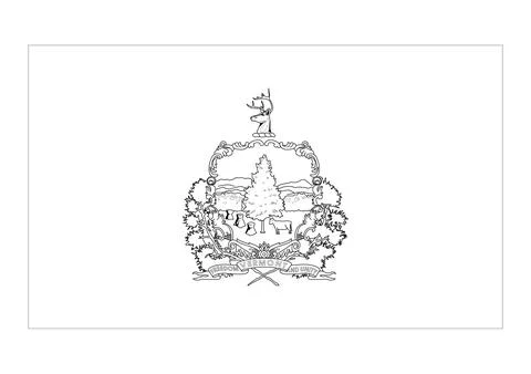 Coloring A3 Vector Flag of Vermont, USA, Isolated on White Background Stock Illustration