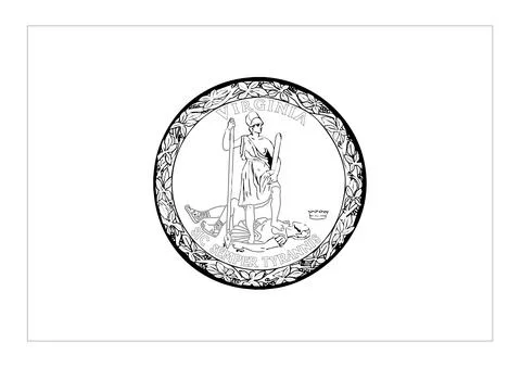 Coloring A3 Vector Flag of Virginia, USA, Isolated on White Background Stock Illustration