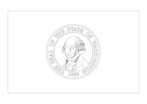 Coloring A3 Vector Flag of Washington, USA, Isolated on White Background Stock-Illustration