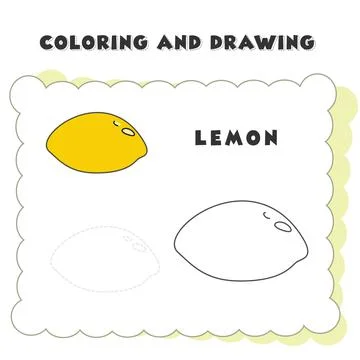 Coloring and drawing book element lemon. drawing of a strawberry for children Illustrazione stock