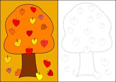 Coloring - Autumn Tree Stock Illustration