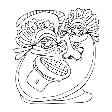 Coloring book abstract human face. Hand drawn vector line art. Coloring page  Stock-Illustration
