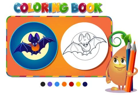 Coloring book boy with a bat Stock Illustration