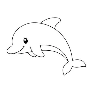 Coloring book cartoon dolphin vector Stock Illustration
