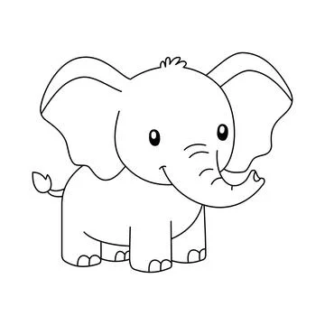 Coloring book cartoon elephant vector Stock Illustration