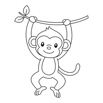 Coloring book cartoon monkey vector Stock Illustration