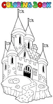 Coloring book with castle  Stock Illustration