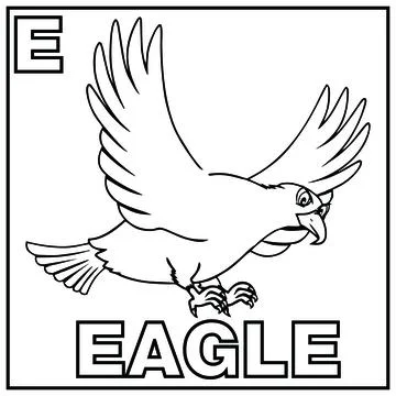 Coloring book for children. Alphabet e eagle. Vector illustration. Stock Illustration
