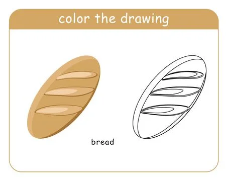 Coloring book for children. Boton, bread colored and black and white. Stock Illustration
