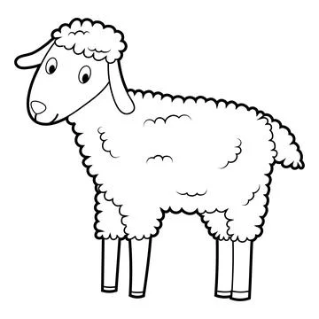 Coloring book for children, lamb. Vector isolated on a white background Stock Illustration