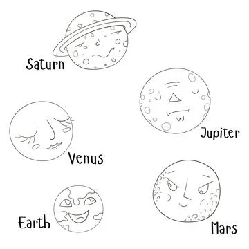 Coloring book for children planets vector Illustrazione stock
