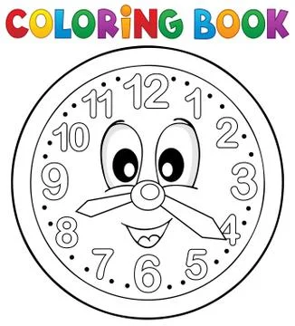 Coloring book clock theme - eps10 vector illustration. Illustrazione stock