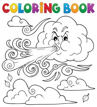 Coloring book clouds and wind theme Stock Illustration