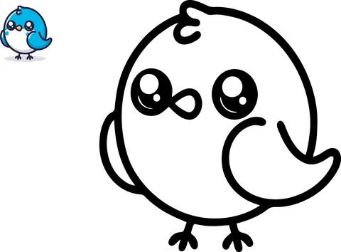 Coloring book with cute bird, vector illustration. Stock Illustration