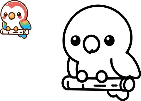 Coloring book with cute bird, vector illustration. Stock Illustration