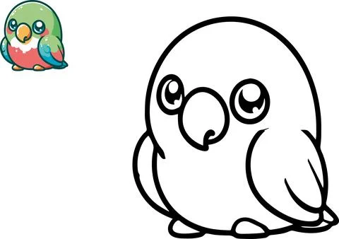 Coloring book with cute bird, vector illustration. Stock Illustration