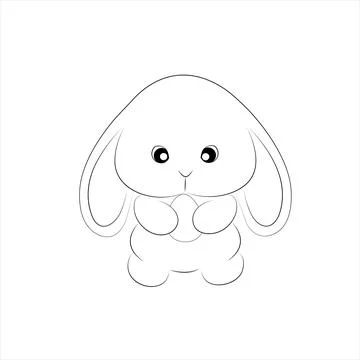 Coloring book, cute easter bunny, holding an egg, beautiful outline illustration イラスト素材