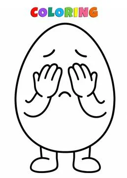 Coloring book : Cute egg character  - Kawaii Style Stock Illustration