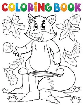 Coloring book cute fox theme - eps10 vector illustration. Stock Illustration