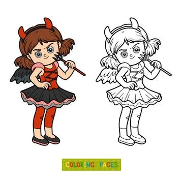 Coloring book, Devil girl Stock Illustration