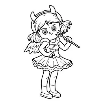 Coloring book, Devil girl Stock Illustration
