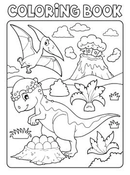 Coloring book dinosaur subject image Stock Illustration