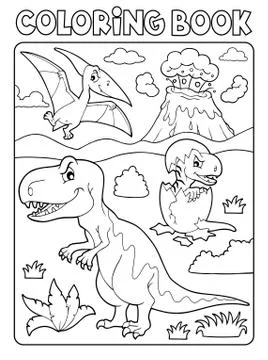 Coloring book dinosaur subject image Stock Illustration