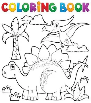 Coloring book dinosaur theme - eps10 vector illustration. Illustrazione stock
