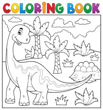Coloring book dinosaur topic - eps10 vector illustration. Illustrazione stock