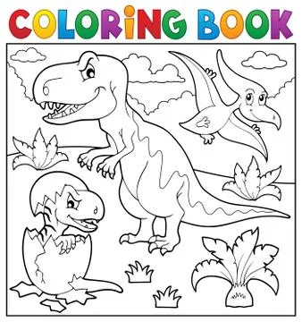 Coloring book dinosaur topic - eps10 vector illustration. Stock Illustration