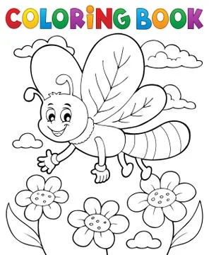 Coloring book dragonfly theme Stock Illustration
