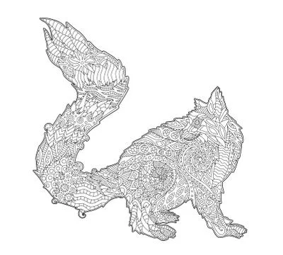 Coloring book drawing with isolated stylized lemur Stock Illustration
