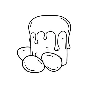 Coloring book with Easter cake and eggs Stock Illustration