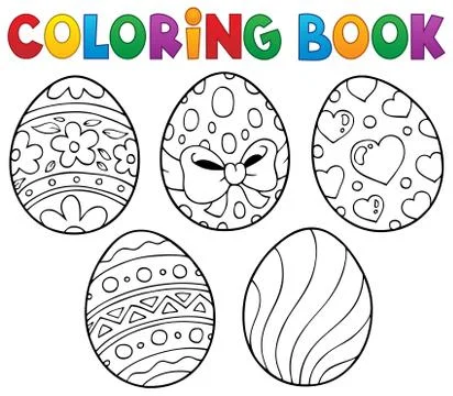 Coloring book Easter eggs theme - eps10 vector illustration. Stock Illustration