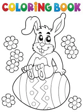 Coloring book Easter rabbit theme Stock Illustration