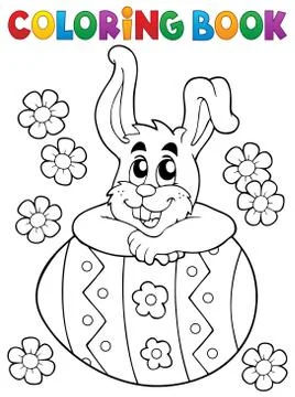 Coloring book Easter rabbit theme Stock Illustration