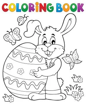 Coloring book Easter rabbit theme Stock Illustration
