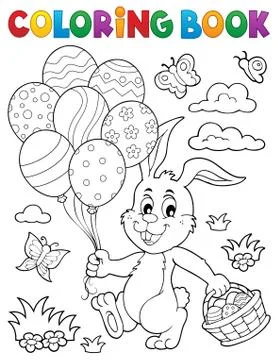 Coloring book Easter rabbit topic Illustrazione stock