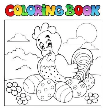 Coloring book with Easter theme  Stock Illustration