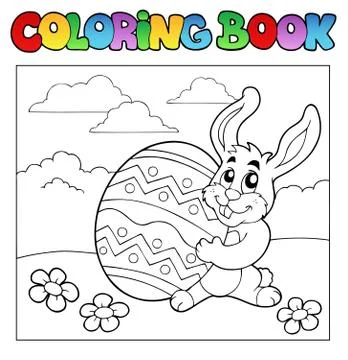 Coloring book with Easter theme  Stock Illustration