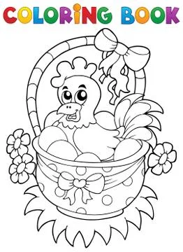 Coloring book with easter theme - illustration. Illustrazione stock