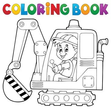 Coloring book excavator operator theme - eps10 vector illustration. イラスト素材