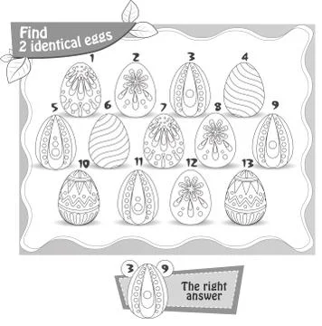 Coloring book  Find 2 identical eggs Illustrazione stock