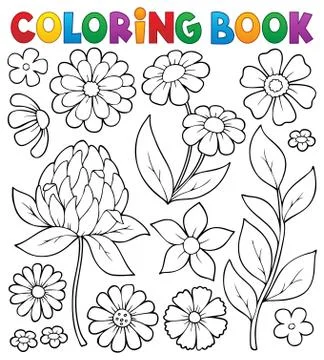 Coloring book flower topic Stock Illustration