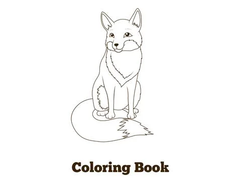 Coloring book forest animal fox cartoon Stock Illustration