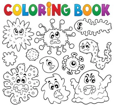 Coloring book germs theme - illustration. Stock Illustration